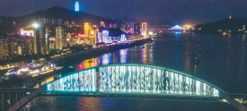 高旺大桥亮起夜景灯光